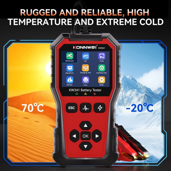 Konnwei KW341 Ψηφιακό Battery Tester με Κροκοδειλάκια