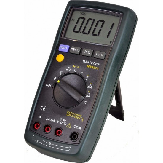 Mastech MS8217 Ψηφιακό Πολύμετρο με Καπασιτόμετρο με Buzzer με Μέτρηση AC / DC / Αντίστασης / Χωρητικότητας / Θερμοκρασίας