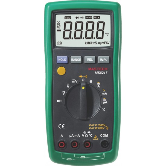 Mastech MS8217 Ψηφιακό Πολύμετρο με Καπασιτόμετρο με Buzzer με Μέτρηση AC / DC / Αντίστασης / Χωρητικότητας / Θερμοκρασίας