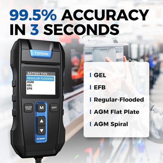 Topdon TD-BT300P Αναλογικό Battery Tester με Κροκοδειλάκια