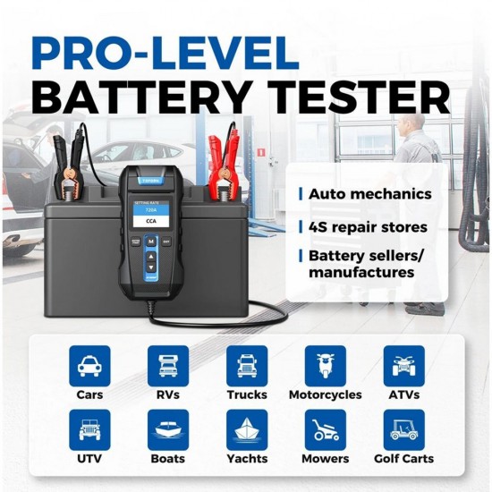Topdon TD-BT300P Αναλογικό Battery Tester με Κροκοδειλάκια