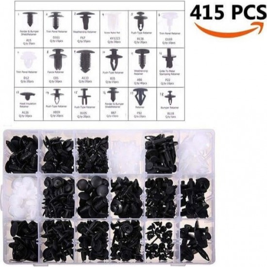 Κουμπώματα – Κλιπς Ταπετσαρίας 415τμχ για Ford-Nissan-Hyundai-Bmw-Honda (18 σχέδια)