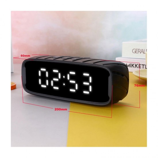 Ασύρματο Bluetooth Ηχείο Με Ψηφιακό Ρολόι Led Ξυπνητήρι Μαύρο Wsa-858