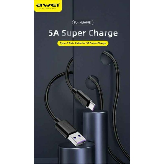 Awei CL-110T Regular USB 2.0 Cable USB-C male - USB-A male Μαύρο 1m  Awei CL-110T Regular USB 2.0 Cable USB-C male - USB-A male Μαύρο 1m