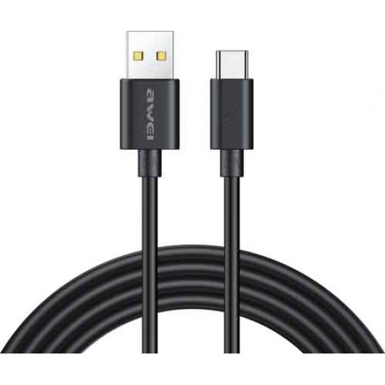 Awei CL-110T Regular USB 2.0 Cable USB-C male - USB-A male Μαύρο 1m  Awei CL-110T Regular USB 2.0 Cable USB-C male - USB-A male Μαύρο 1m