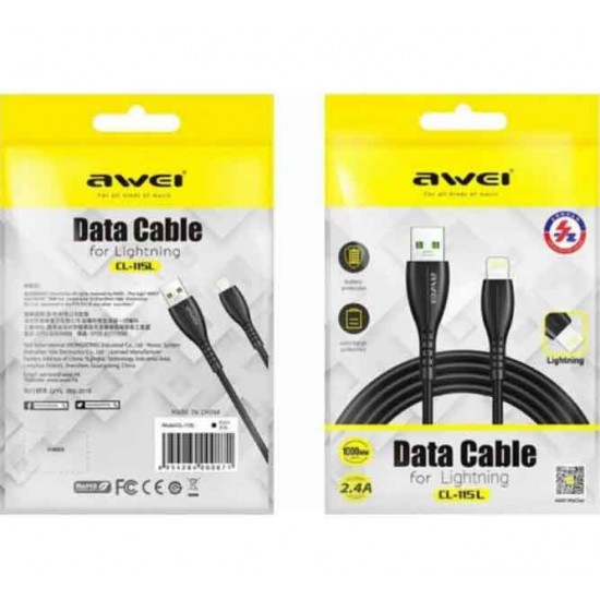 Awei CL-115L USB to Lightning Cable Μαύρο 1m Awei CL-115L USB to Lightning Cable Μαύρο 1m