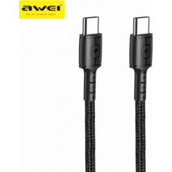 Awei CL-71T Braided USB 2.0 Cable USB-C male - USB-C male Μαύρο 1m Awei CL-71T Braided USB 2.0 Cable USB-C male - USB-C male Μαύρο 1m