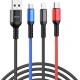 Awei CL-971 Braided USB to micro USB / Type-C / Lightning Cable 2.4A Μαύρο 1.2m Awei CL-971 Braided USB to micro USB / Type-C / Lightning Cable 2.4A Μαύρο 1.2m
