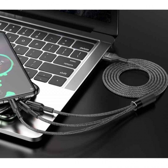 Awei CL-972 Braided USB to Lightning / Type-C / micro USB Cable Μαύρο 1.2m Awei CL-972 Braided USB to Lightning / Type-C / micro USB Cable Μαύρο 1.2m