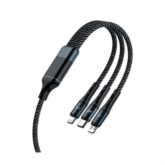 Awei CL-972 Braided USB to Lightning / Type-C / micro USB Cable Μαύρο 1.2m Awei CL-972 Braided USB to Lightning / Type-C / micro USB Cable Μαύρο 1.2m