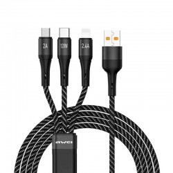 Awei CL-972 Braided USB to Lightning / Type-C / micro USB Cable Μαύρο 1.2m Awei CL-972 Braided USB to Lightning / Type-C / micro USB Cable Μαύρο 1.2m