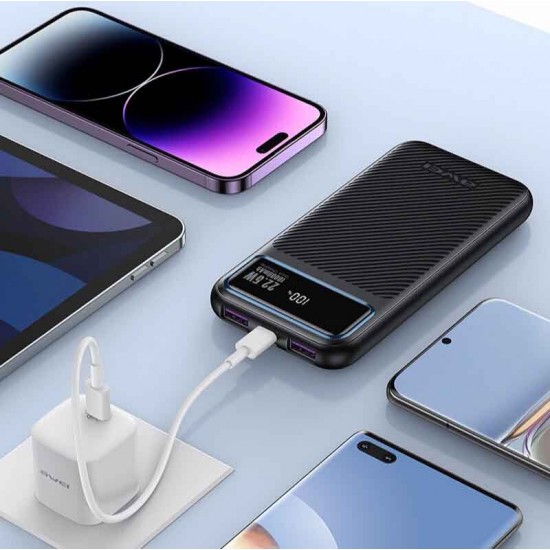 Awei P148K Power Bank 10000mAh 22.5W με Θύρα USB-A και Θύρα USB-C Power Delivery Μαύρο Awei P148K Power Bank 10000mAh 22.5W με Θύρα USB-A και Θύρα USB-C Power Delivery Μαύρο