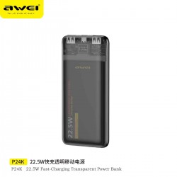 Awei Power Bank P24K 10000mAh με 2 Θύρες USB-A και Θύρα USB-C Μαύρο Awei Power Bank P24K 10000mAh με 2 Θύρες USB-A και Θύρα USB-C Μαύρο