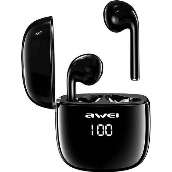 Awei T28P In-ear Bluetooth Handsfree Ακουστικά με Αντοχή στον Ιδρώτα και Θήκη Φόρτισης Μαύρα