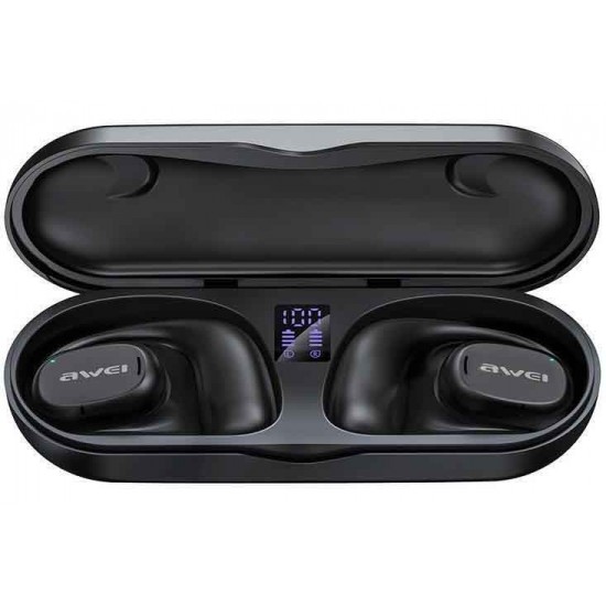 Awei T69 Air Conduction Bluetooth Handsfree Ακουστικά με Θήκη Φόρτισης Μαύρα