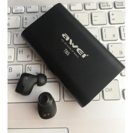 Awei T85 Ασύρματα Bluetooth Ακουστικά με Βάση Φόρτισης (Μαύρο)