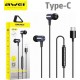 Awei TC-2 In-ear Handsfree με Βύσμα USB-C Γκρι