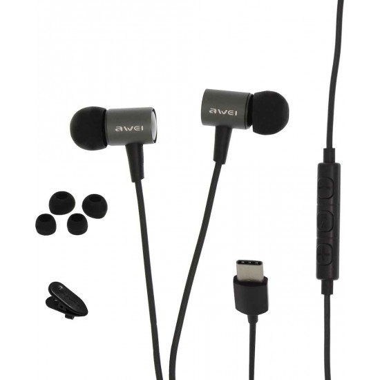 Awei TC-2 In-ear Handsfree με Βύσμα USB-C Γκρι