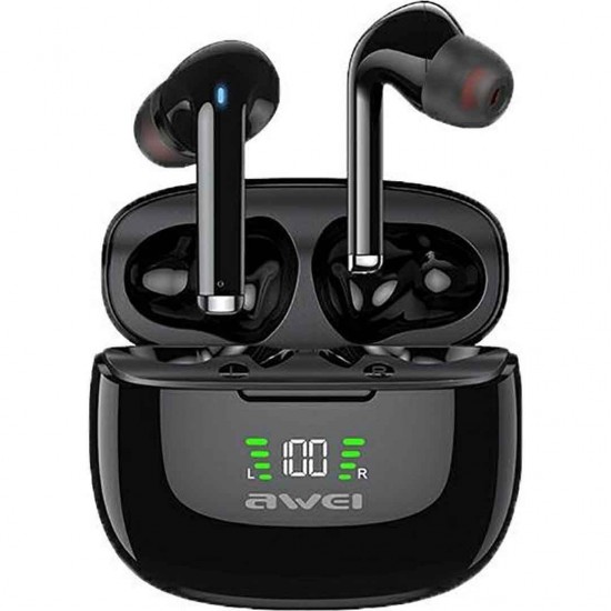 Awei TWS TA8 Earbud Bluetooth Handsfree Ακουστικά με Θήκη Φόρτισης Μαύρα