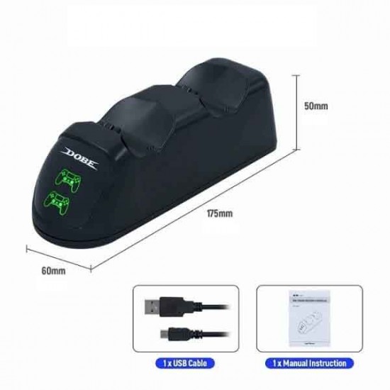 Dobe Charging Dock Βάση Φόρτισης για 2 χειριστήρια PS4 με φωτισμό LED Μαύρη Dobe Charging Dock Βάση Φόρτισης για 2 χειριστήρια PS4 με φωτισμό LED Μαύρη