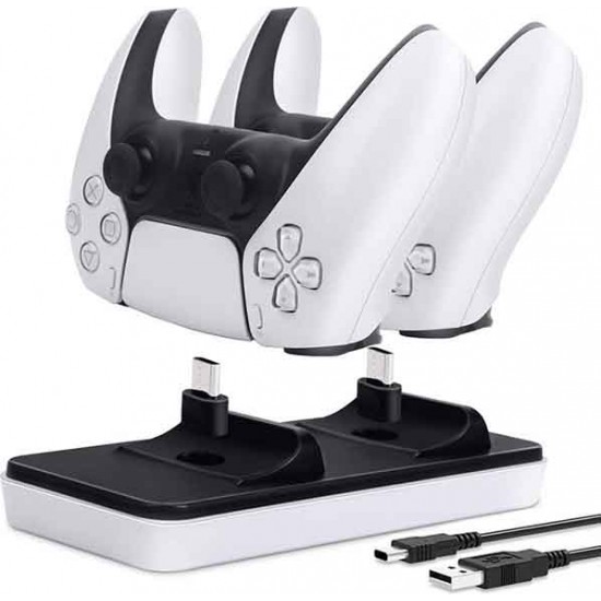 Dobe Charging Dock Βάση Φόρτισης για 2 χειριστήρια PS5 Λευκή Dobe Charging Dock Βάση Φόρτισης για 2 χειριστήρια PS5 Λευκή