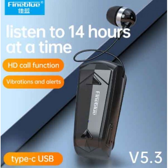 Fineblue F520 In-ear Bluetooth Handsfree Ακουστικό Πέτου Μαύρο