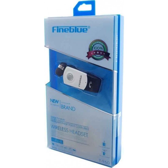 Fineblue F960 In-ear Bluetooth Handsfree Ακουστικό Πέτου Ασημί