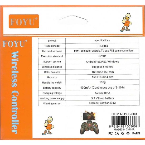 Foyu F0-603 Ασύρματο Gamepad για Android Μαύρο Foyu F0-603 Ασύρματο Gamepad για Android Μαύρο