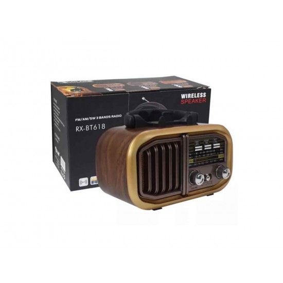 Golon RX618BT Retro Φορητό Ραδιόφωνο Επαναφορτιζόμενο με Bluetooth και USB Καφέ Golon RX618BT Retro Φορητό Ραδιόφωνο Επαναφορτιζόμενο με Bluetooth και USB Καφέ