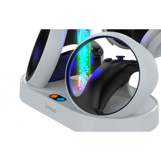 iPega Dual Charger Stand Βάση Φόρτισης για 2 χειριστήρια VR με φωτισμό LED Λευκή