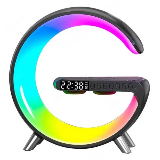 Ηχείο BT με RGB led φωτισμό, ξυπνητήρι και ασύρματο φορτιστή Ν69 - Μαύρο
