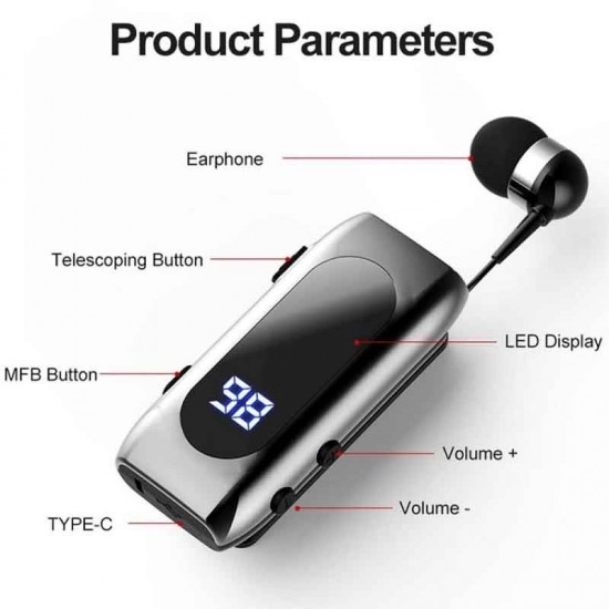 K55 In-ear Bluetooth Handsfree Ακουστικό Πέτου Μαύρο