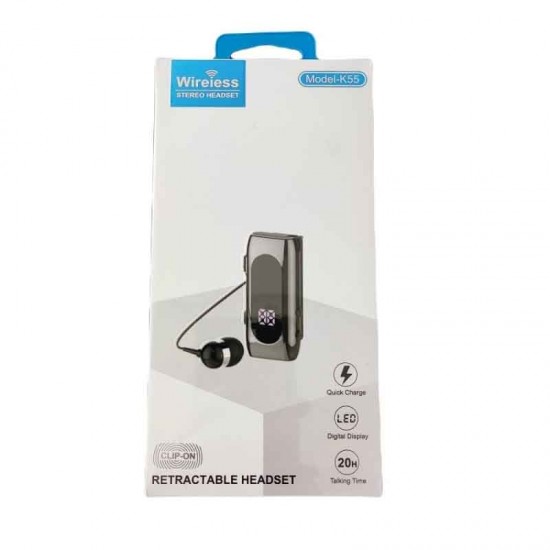 K55 In-ear Bluetooth Handsfree Ακουστικό Πέτου Μαύρο