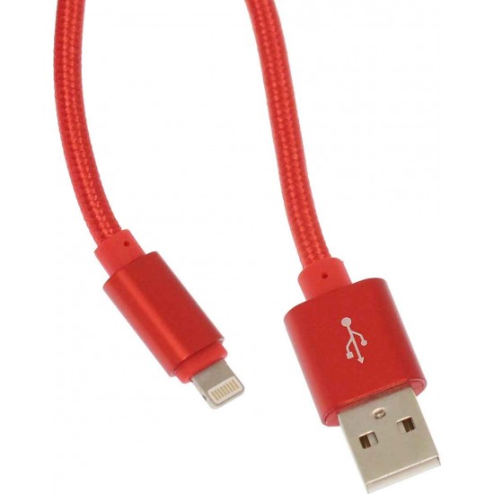 KLGO S-50 Braided USB to Lightning Cable Κόκκινο 2m