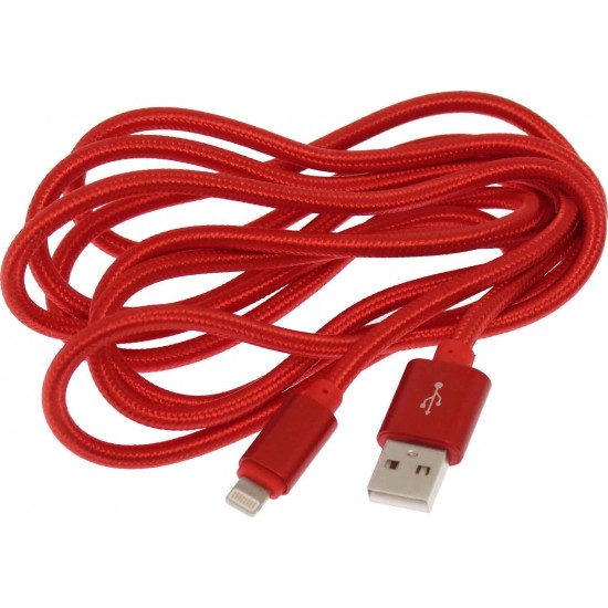 KLGO S-50 Braided USB to Lightning Cable Κόκκινο 2m