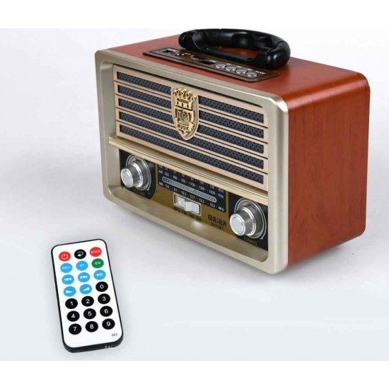 Meier M113BT Retro Επιτραπέζιο Ραδιόφωνο Επαναφορτιζόμενο με USB Καφέ