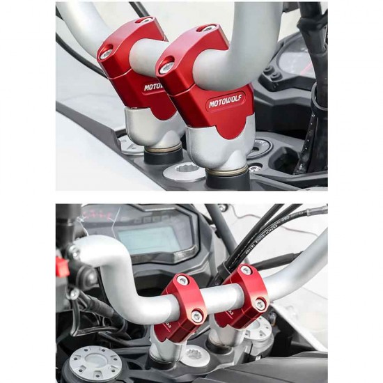 Motowolf 3517MDL Αποστάτες Τιμονιού 22mm Κόκκινοι Motowolf 3517MDL Αποστάτες Τιμονιού 22mm Κόκκινοι