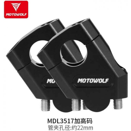 Motowolf 3517MDL Αποστάτες Τιμονιού 22mm Μαύροι