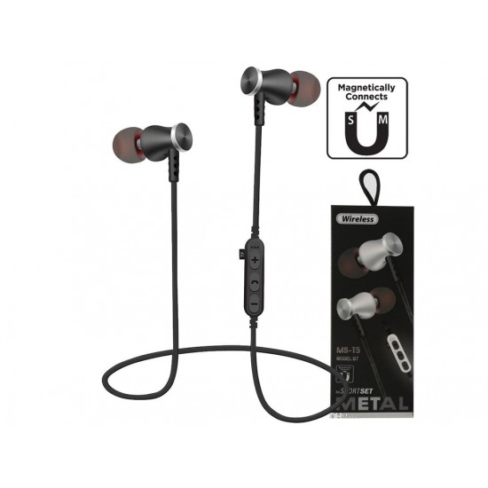 MS-T5 In-ear Bluetooth Handsfree Ακουστικά με Αντοχή στον Ιδρώτα Μαύρα
