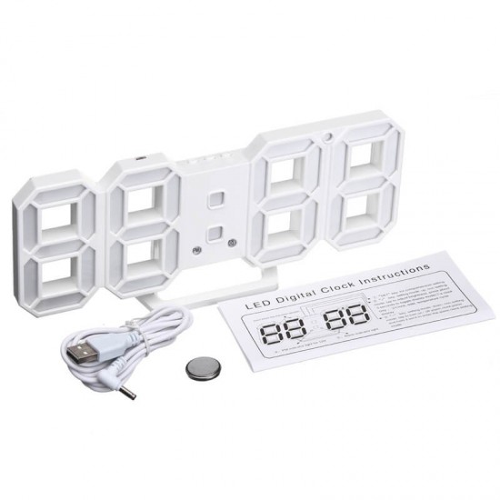 Ψηφιακό μοντέρνο ρολόι τοίχου 3D LED DS-6609 μπλέ