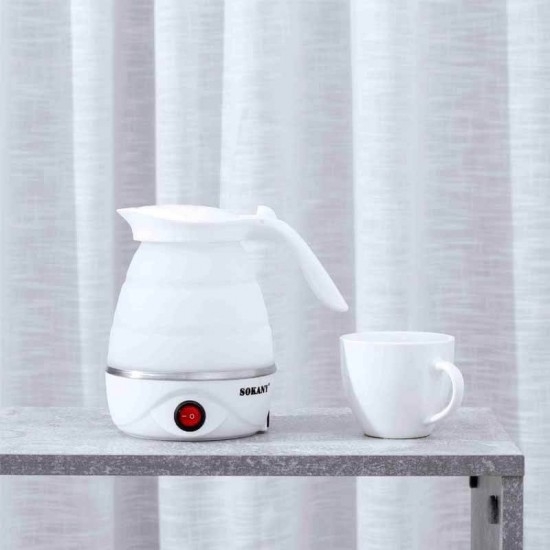 Πτυσσόμενος βραστήρας ταξιδιού 0.7L 600W Sokany SK-614 Λευκό