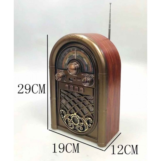R-1950BT Retro Επιτραπέζιο Ραδιόφωνο Επαναφορτιζόμενο με USB Καφέ