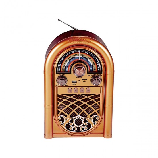R-1950BT Retro Επιτραπέζιο Ραδιόφωνο Επαναφορτιζόμενο με USB Καφέ