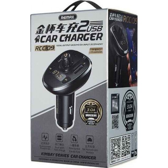 Remax FM Transmitter Αυτοκινήτου RCC109 με USB / MicroSD / Bluetooth Remax FM Transmitter Αυτοκινήτου RCC109 με USB / MicroSD / Bluetooth