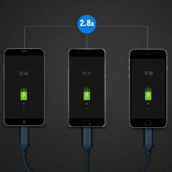 Remax Gition RC-131th Regular USB to micro USB / Type-C / Lightning Cable 2.8A Μπλε 1.15m Remax Gition RC-131th Regular USB to micro USB / Type-C / Lightning Cable 2.8A Μπλε 1.15m