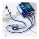 Remax RC-C018 Flat / Retractable USB to Lightning / Type-C / micro USB Cable Μπλε 1.2m