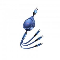 Remax RC-C018 Flat / Retractable USB to Lightning / Type-C / micro USB Cable Μπλε 1.2m Remax RC-C018 Flat / Retractable USB to Lightning / Type-C / micro USB Cable Μπλε 1.2m