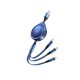 Remax RC-C018 Flat / Retractable USB to Lightning / Type-C / micro USB Cable Μπλε 1.2m