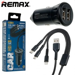 Remax RCC236 Φορτιστής αυτοκινήτου Μαύρος Vanguard Series 2.4A με 2xUSB και καλώδιο 3 σε 1 Remax RCC236 Φορτιστής αυτοκινήτου Μαύρος Vanguard Series 2.4A με 2xUSB και καλώδιο 3 σε 1
