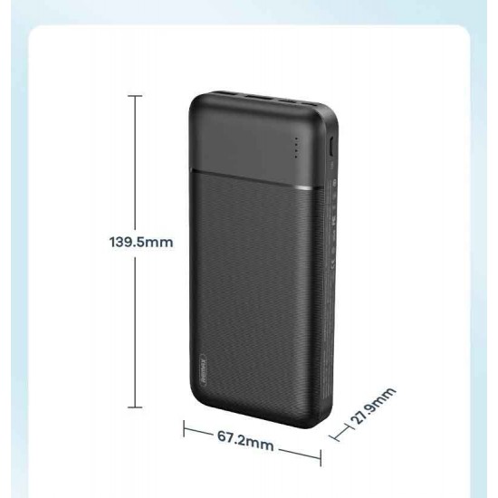 Remax RPP-166 Power Bank 20000mAh με 2 Θύρες USB-A Μαύρο